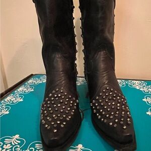 Studded Black Cowboy Boots